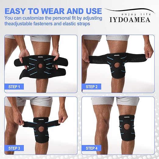 IYDoaMea 1pc Plus Size Knee Brace Men and Women with Side Stabilizers & Patella Gel Pads for Maximum Knee Pain Relief and Fast Recovery for Meniscus Tear, ACL, Arthritis (XL(21-23"))