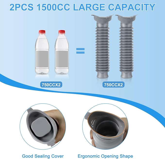 Pee Bottles for Men,Portable Urinal for Men,Collapsible Urine Bottle 750ML | Car Urinals for Men and Women,Emergency Urinal Bottle Shrinkable Pocket Toilet for Travel,Camping,Traffic Jam,Road Trips