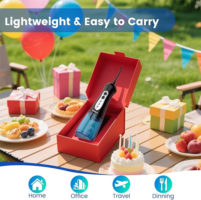 Water Flossers for Teeth, Portable Oral Irrigator Rechargeable Water Dental Flosser Pick with High Pressure 5 Jet Tips, IPX7 Travel Water Flossing for Brace Teeth Cleaner Gum Care
