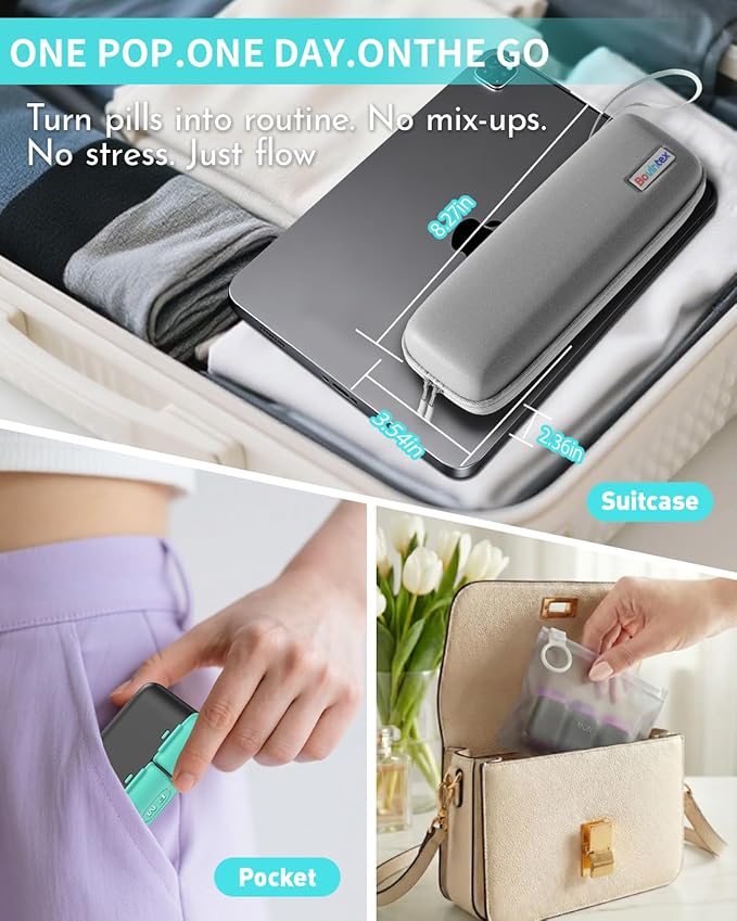 Weekly Pill Organizer, 7 Day Travel Medicine Pill case with Moisture-Proof Silicone Lid, Large AM PM Daily Pill Organizer 2 Times a Day for Vitamins & Supplements, Secure Zipper Pill Box(Rainbow)