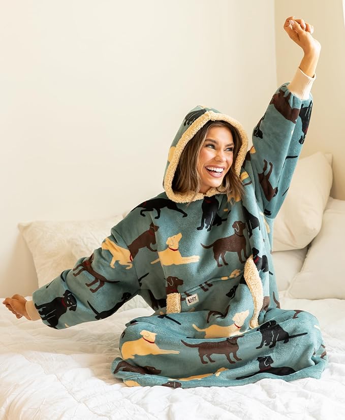LazyOne Oversized Blanket Hoodie, Oversized Hoodies for Women and Men, One Size Fits All Wearable Blankets