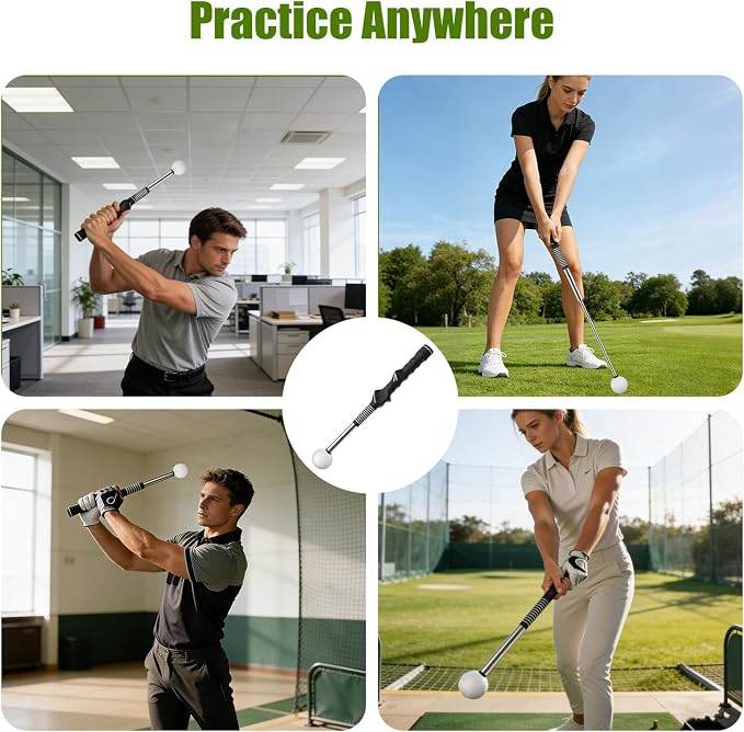 Retractable Golf Swing Aid for Golf Speed Training, Rhythm Click Golf Swing Trainer for Indoor Golf Practice & Outdoor Warm Up, Golf Grip Trainer for Improving Hitting Strength & Tempo | Retractable Golf Swing Aid