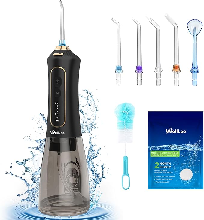 Water Flossers for Teeth, 300ML Cordless Oral Irrigator Rechargeable Dental Flosser Picks with 5 Modes 5 Jet Tips,IPX7 Waterproof Teeth Cleaner for Braces Gum Care, Home Travel Use