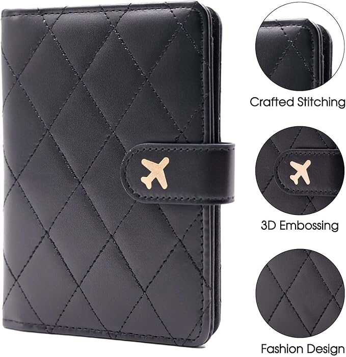 Melsbrinna Premium Leather Passport Holder Covers Case, Waterproof Rfid Blocking Travel Wallet Passport Holder with Pen Holder, Cute Passport Book for Women/Men
