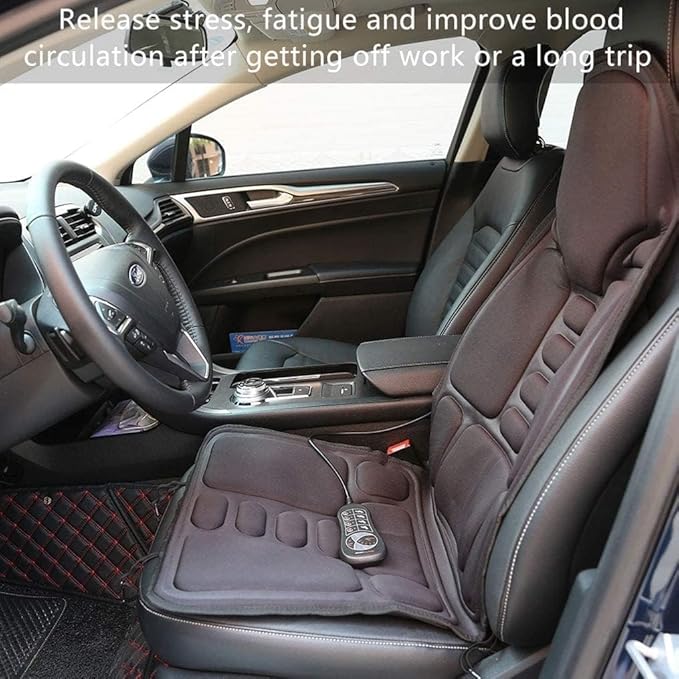 SLOTHMORE Vibration Back Massager for Chair with Heat, Chair Massager Pad with 8 Vibration, Seat Cushion for Seniors, Office Workers & Family, Fatigue & Pain Relief in Office, Home & Travel