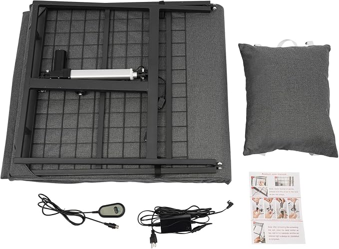 Electric Lifting Backrest for Bed, Adjustable Power Lifting Backrest for Elderly Patient Injured, Assist Elderly to Get Out of Bed Easily, Sit-up Back Rest Chair for Neck Lumbar Back Support (Grey)