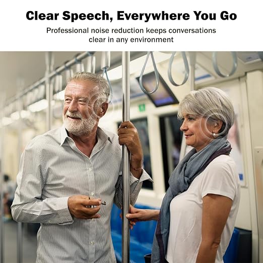 Hearing Aids for Seniors, Rechargeable Hearing Aids for Seniors with 80H Battery Life, Hearing Aid Pair, Noise Reduction DSP Chip, 4 Listening Modes, BTE Hearing Aids for Severe Hearing Loss