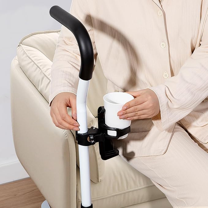 Chair Couch Stand Assist with Cup Holder,Adjustable Height Chair Lift Assist for Elderly,Daily Living Mobility Aid Rail for Couch,Sofa,Chair Mobility Daily Aids for Senior,Disabled,Handicap (white)
