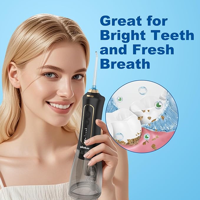 Water Flossers for Teeth, 300ML Cordless Oral Irrigator Rechargeable Dental Flosser Picks with 5 Modes 5 Jet Tips,IPX7 Waterproof Teeth Cleaner for Braces Gum Care, Home Travel Use