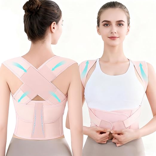 Back Brace Posture Corrector for Women and Men Full Support for Posture Correction & Scoliosis Hunchback Corrector de Postura para Hombre y Mujer Upper Thoracic Back Straightener Pink, XX-Large