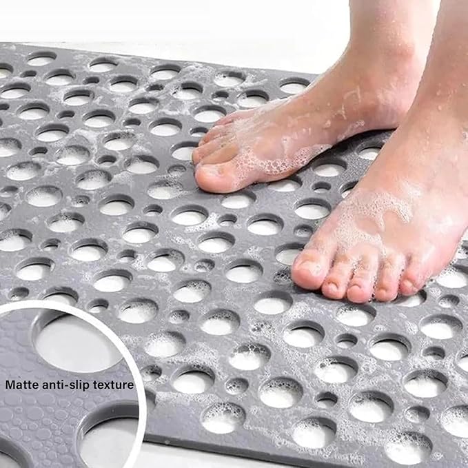 Casa and Beyond Shower Mat,Non Slip Bath Mat and Shower Mat with Suction Cups and Drain Holes,Bathroom Mat Easy to Clean Soft Machine Washable,Bathtub Mat Easy Dry&Cut (Coffee,28" x 28"(Rectangular))