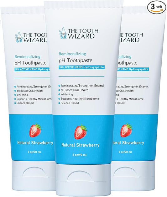 pH Balancing Toothpaste | Natural Strawberry Flavor | Fluoride-Free | SLS-Free | Gentle Whitening | Supports Healthy Oral Microbiome | 3 Pack