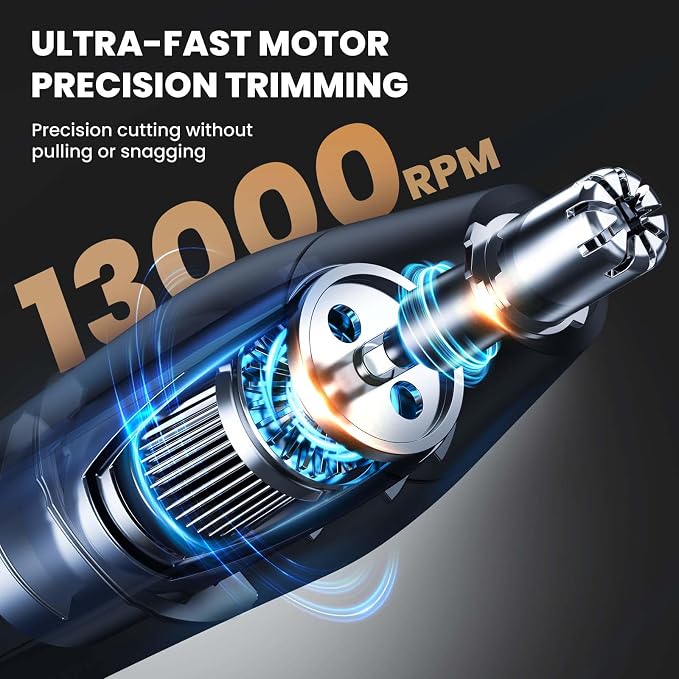Ear and Nose Hair Trimmer for Men, 2026 Professional Painless USB Rechargeable Eyebrow & Facial Electric Hair Trimmer for Men Women, Powerful Motor, Dual Edge Blades, IPX7 Waterproof, Cool Gray