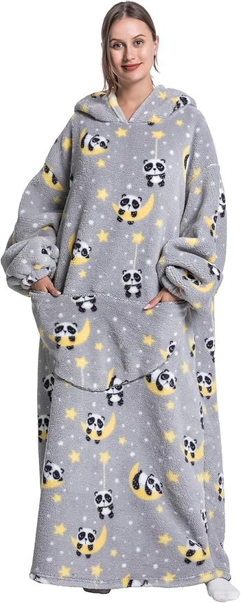 Blanket Hoodie, Long Hooded Blanket Sweatshirt as Birthday Gifts for Women Men, Long Wearable Blanket for Women Men.
