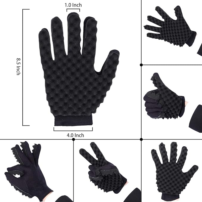 Curling Sponge Glove with Hair Twist Comb for Natural Curls - Men and Women