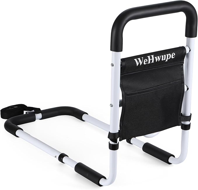 WeHwupe Bed Rails for Elderly Adults Safety, Bed Assist Rail for Seniors -2026 Upgrade - ASTM Compliant, Bedside Fall Prevent Grab Bar with Storage Pocket- Fits King Queen Full Twin Bed