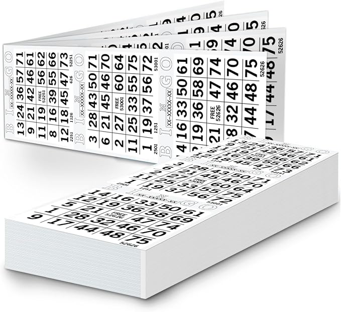 Bingo Paper Sheets – 3 Faces, 12" x 4" – Pack of 500 Disposable Bingo Cards – Recyclable Dauber Paper for Seniors, Adults & Community Events (White)