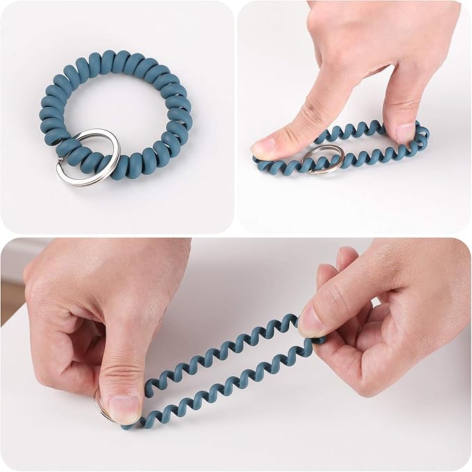 LGEGE 6PCS Stretchable Wristband Wristlet Keychain Wrist Key Chain Wristlet,Spring Flexible Spiral Wrist Coil Wrist Key Holder Key Ring for Sauna Gym Pool ID Badge and Outdoor Sports