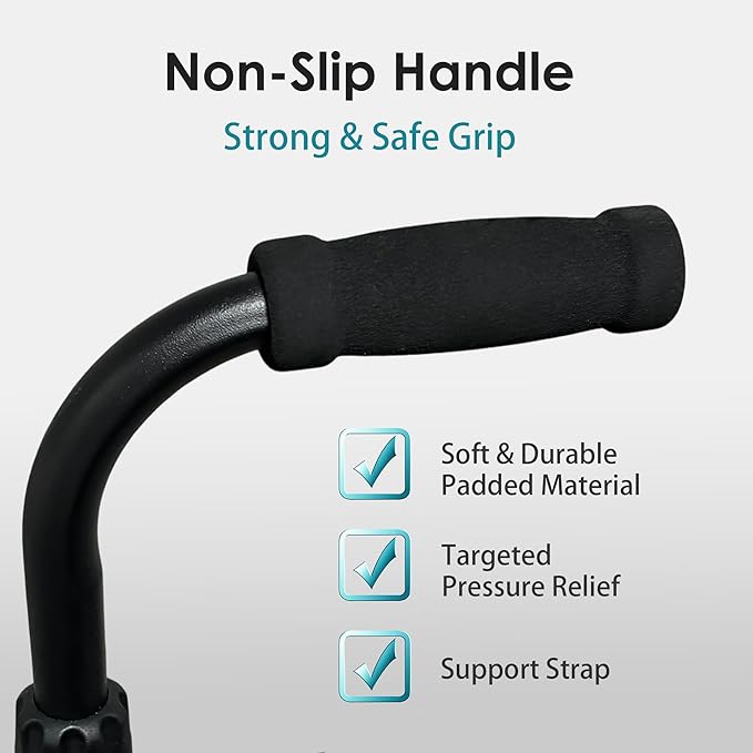 Stand-Aid Walking Cane & Sit-to-Stand Assist – 3-Leg Self-Standing Mobility Helper, Adjustable 29.3"-36.3" Supports 300 lbs for Seniors Travel and Daily Use