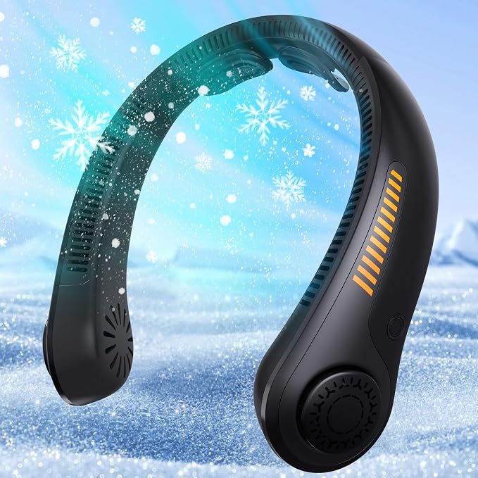 Portable Neck Fan - Rechargeable Personal Fan with Neck Support, 5000mAh, 5-Speed Quiet, Lightweight Long Lasting Bladeless Fan, Wearable Cooling Fan for Hot Flashes, Travel, Gifts for Men Women