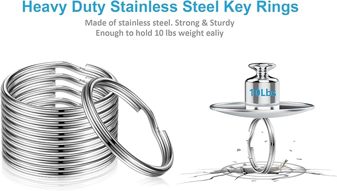 YHYZ Split Key ring Assorted, 5 Sizes (1/2 inch, 3/4 inch,1 inch, 1.25 inch, 1.38 inch), for Dog Pet Collar DIY Tag Jewelry