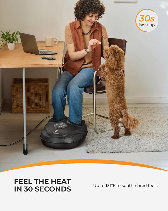 CooCoCo HSA Store Eligible Foot Massager with Heat, Plantar Fasciitis Feet Massager with Remote, Deep Kneading & Compression, FSA Foot Warmer for Home Office, Neuropathy Pain Relief for Feet