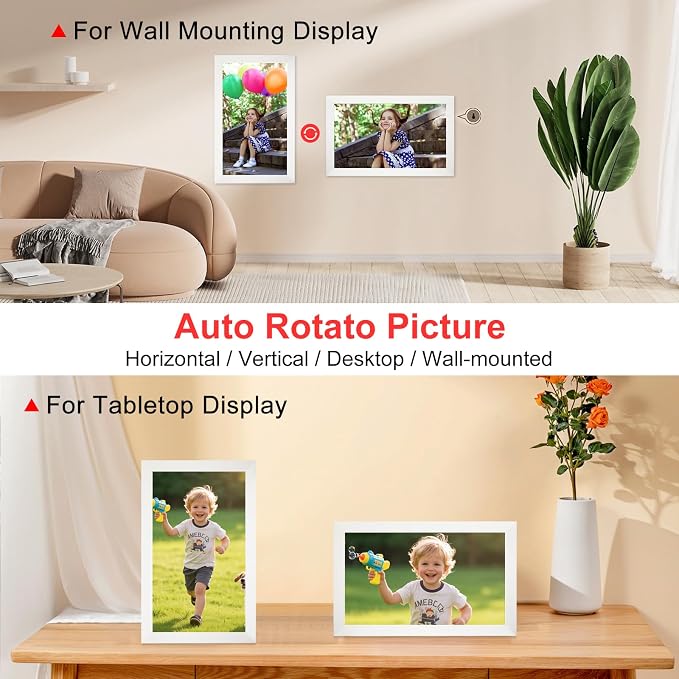 Frameo 15.6 Inch Digital Picture Frame WiFi, White Digital Photo Frame 1920x1080 IPS HD Touchscreen, 32GB Storage Share Photos/Videos, Tabletop&Wall-Mounted, Wedding, Birthday, Gifts for Loved Ones