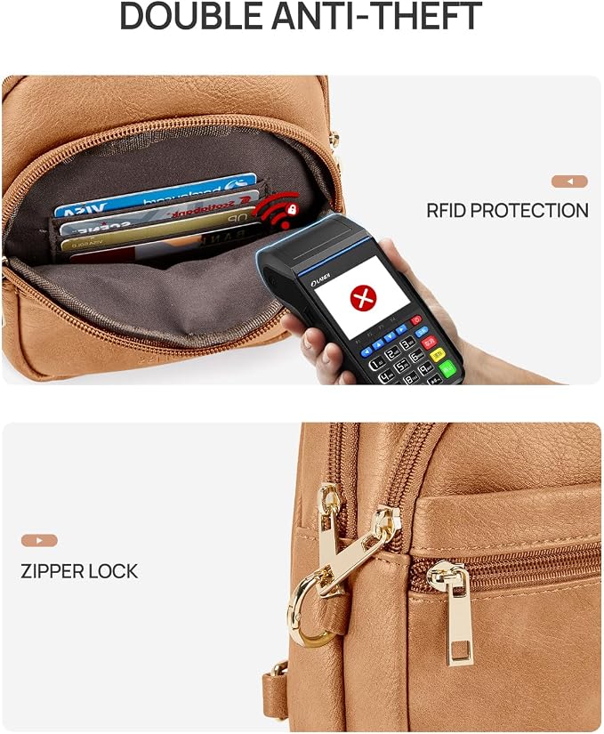 CHOLISS Anti Theft Small Sling Bag for Women and Men RFID Leather Crossbody Bags Fanny Pack Chest Bag Travel Purse Daypacks