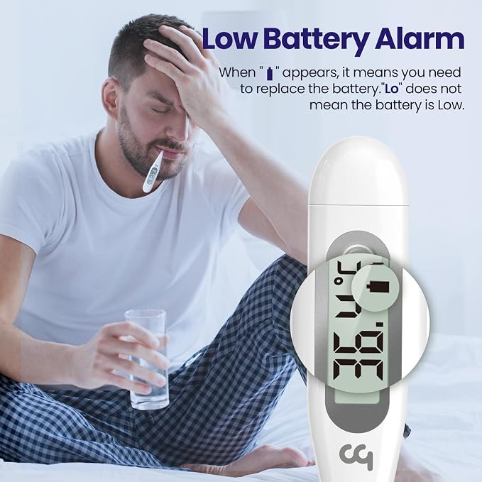Femometer Digital Thermometer for Adults and Kids, Grey | Fever Alert, Memory Recall, C/F Switchable, Oral, Rectal or Under Arm Use