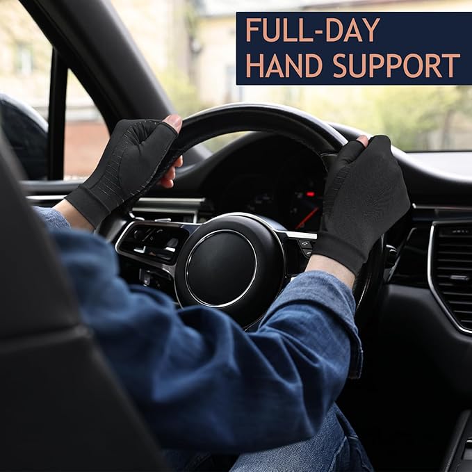 Beieverluck 4 Pairs Copper Arthritis Compression Gloves Fingerless Arthritis Carpal Tunnel Pain Relief Gloves For Men Women