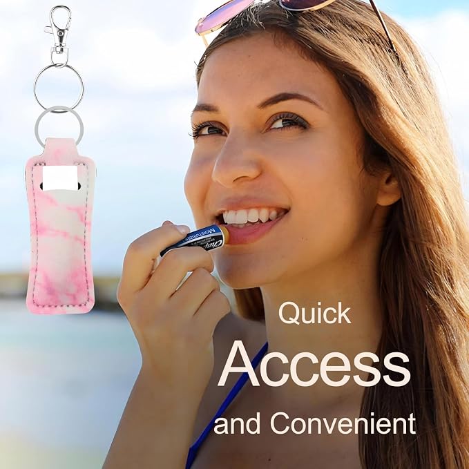 Chapstick Holder Key Chain Lipstick Holder Lip Balm Holder Keychain | Stocking Stuffers Gift, Compatible with Chapstick, Lip Balm and Lipstick, Bag Charm Accessories, Gifts for Women Friend