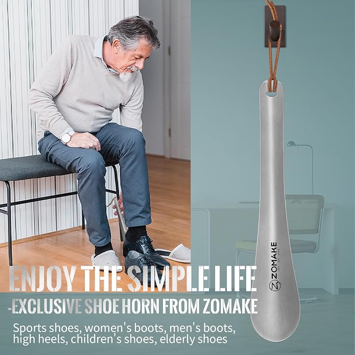 ZOMAKE Metal Shoe Horn, Small Travel Shoehorn for Men Women Kids, 5.9''/7.3''/7.5'' Portable Shoe Spoon Helper