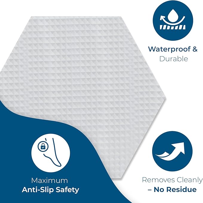 Anti-Slip Shower Stickers - Help Reduce Slipping in Bathtub & Shower, Clear Non-Slip Bath Strips, Strong Adhesive Bathtub Appliques Suitable for Homes with Kids, Adults & Seniors - 24 Pcs - Homergy