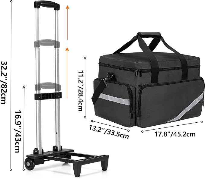 Trunab Rolling Medical Bag with Detachable Trolley, Nurse Responder Case | 15.6" laptop sleeve, Removable Dividers, Empty Bag for EMT/EMS/Doctors/Nurses