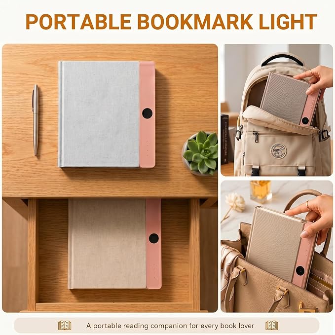30 LED Book Light for Reading at Night in Bed, Rechargeable Book Page Light, 3 Color Temperatures, Stepless Dimming, 1-99 Min Timer, 2-in-1 Reading Light Light & Night Light, Gift for Readers Pink