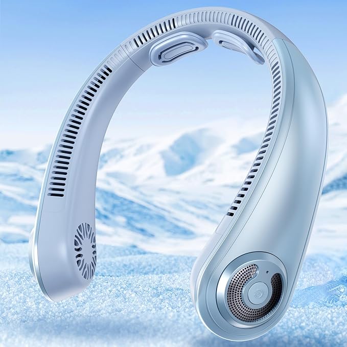 Portable Lightweight Neck Fan with Neck Support, Birthday Gifts for Men Women Dad Mom, Rechargeable Personal Wearable Cooling Neck Fans for Hot Flashes, Disneyland, Travel, Camping Essentials
