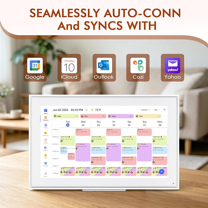 15.6" Digital Calendar - Touchscreen Smart Family Planner & Chore Organizer | Sync Google/iCloud, No Subscription, Chore Chart Reward System, Meal Planner, Digital Photo Frame, Gift for Mom, White