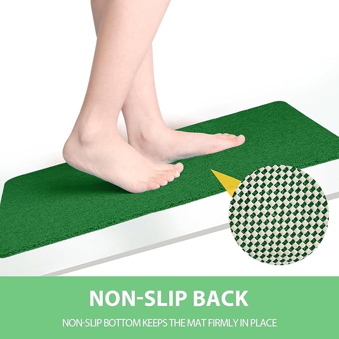 Non-Slip Bathtub Mat, 2 Pack Anti Slip Shower Mat, Fast Drying Bathtub Mats, Foot Scrubber Mat, Anti Slip Mat for Tub, Floor, Bathroom, Kitchen, Home, Hotel (Dark Green 24"×16"+24"×16")