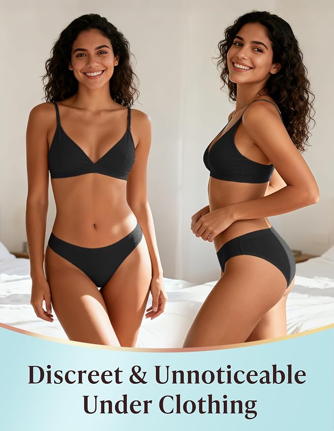 AIRCUTE Washable Leak Proof Incontinence Underwear for Women Absorbency Bladder Control Briefs 70ML,3 Pack (2XL,3 Black)