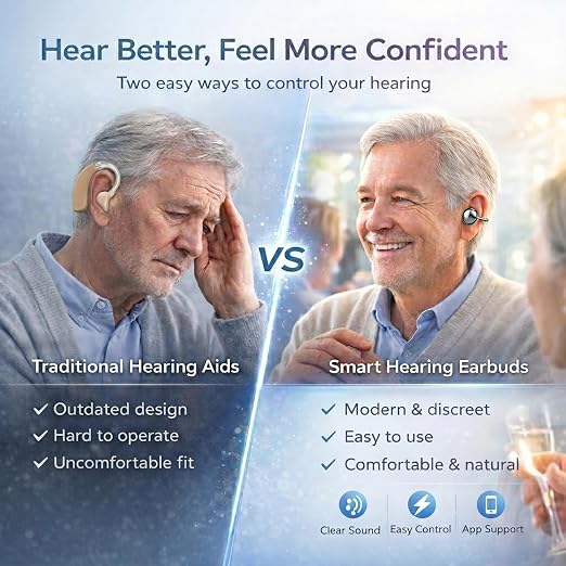 Hearing Aids for Seniors with Hearing Loss, Bluetooth Rechargeable Hearing Aids with APP Control, Open Ear Design to Prevent Itching from Sweating, 7-Level Volume Adjustment