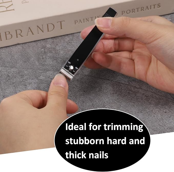 Straight Toenail Nail Clippers, Heavy Duty Stainless Steel Fingernail Clippers Nail Cutter for Trimming Thick Nails Men & Women (Black)