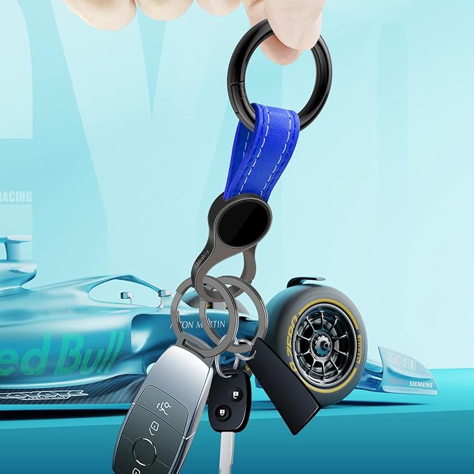 Idakekiy Key Chain with 4 Key Rings and Quick Release Carabiner Clip Leather Car Keychain for Men and Women