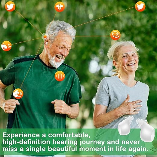 Rechargeable Hearing Aids for Seniors - Noise Cancelling OTC hearing aids with Charging Case, APP smart control, Comfortable Fit for Mild,Moderate and severe Hearing Loss (White)