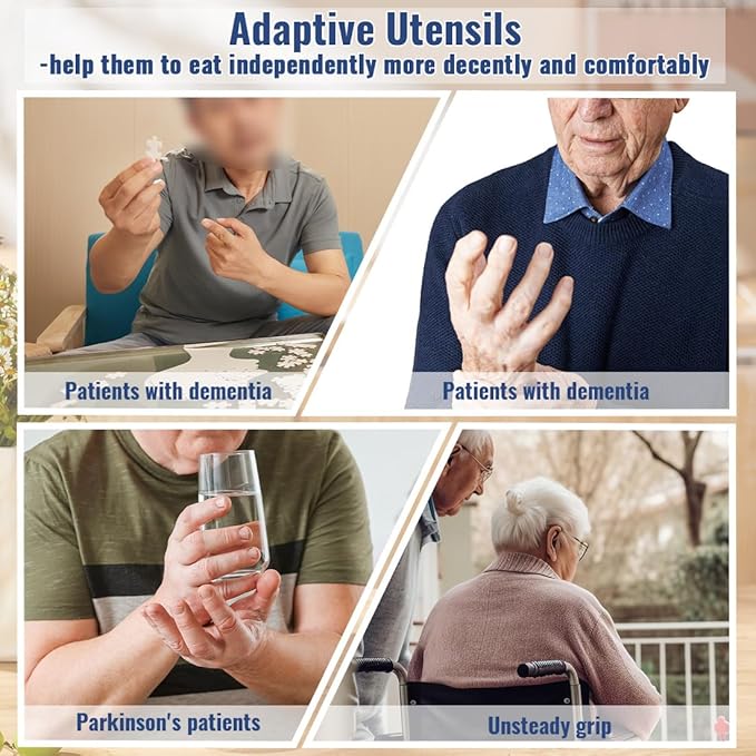 Adaptive Weighted Utensils Set – Spoon and Fork for Hand Tremors, Parkinson’s, Elderly, and Arthritis – Adaptive Eating Utensils for Weak Grip and Limited Mobility
