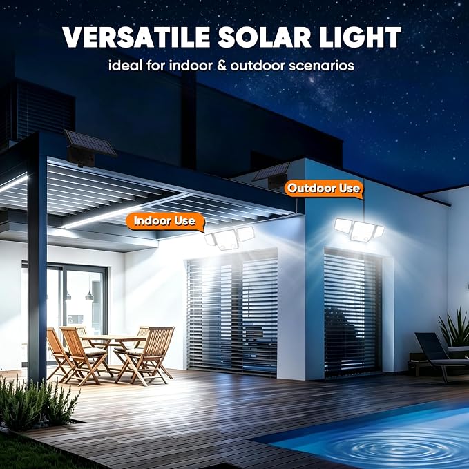Split Solar Lights Outdoor Waterproof with Dual Motion Sensors - 15.7ft Cable 3000LM Solar Security Light for Garden Pathway, IP65 Waterproof Solar Flood Lights for Outside(Cool with Remote Control,4)