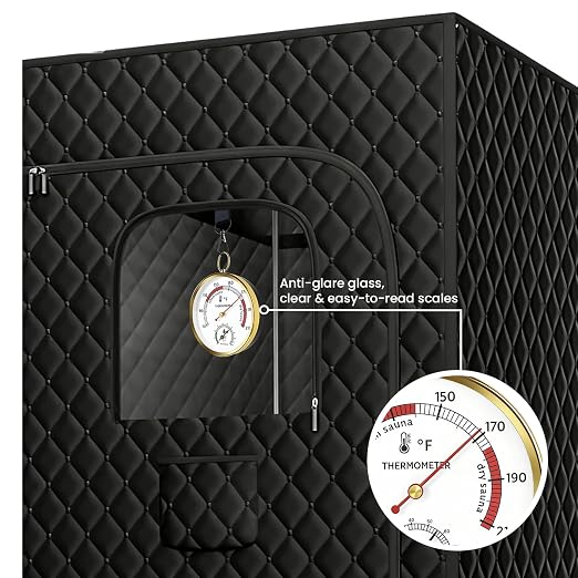 Sauna Thermometer Fahrenheit, 2-in-1 Thermometer and Hygrometer, Precision Temperature Gauge & Thermostat for Portable Steam Sauna Box, Home Infrared Indoor Use Essential Accessory