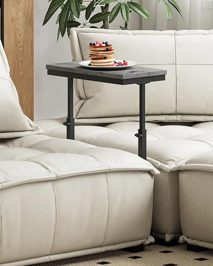 TUTOTAK End Table, Side Table, Tall Couch Table, Sofa Table | for living Room, Bedroom, Grey TB01BY083