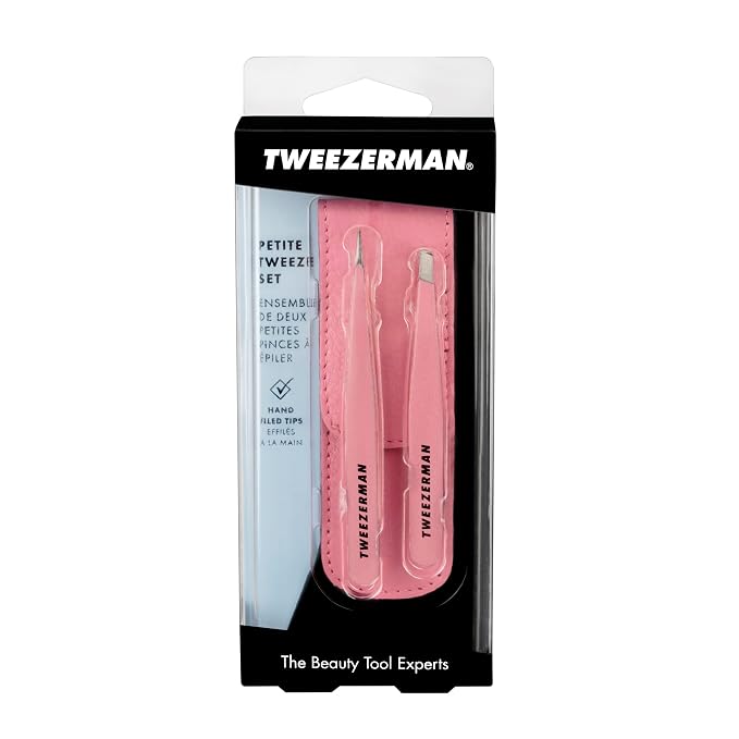 Tweezerman Exclusive Petite Tweeze Set for Eyebrows with Case Tea Rose