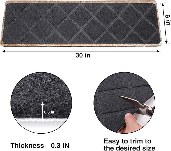 Stair Treads for Wooden Steps 15pcs 8x30in Non-Slip Stairs Carpet Runner | Indoor Stair Mats for Kids Elders and Pets