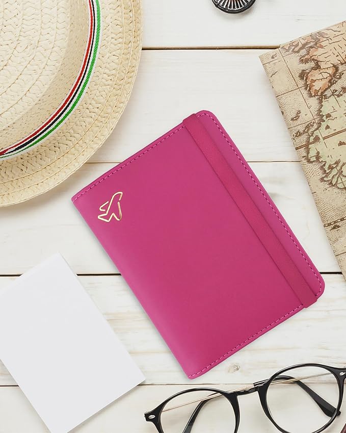 WALNEW Passport Holder for Travel, RFID Passport Cover Wallet for Women Men, PU Leather Passport Book Card Holder Case with Pen, Travelling Essentials for Flying | PU Leather Passport Cover Case with Pen Holder, Travel Must Haves Accessories, Passport ...